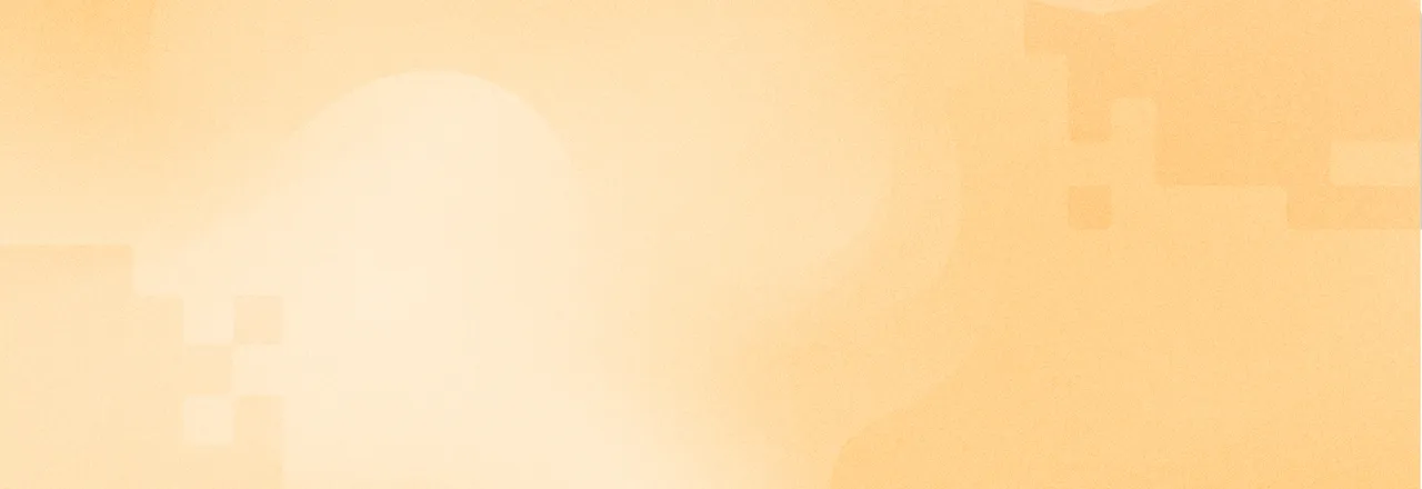 Warm orange gradient with translucent stepped blocks in the lower left and upper right corners and a soft pale glow in the centre