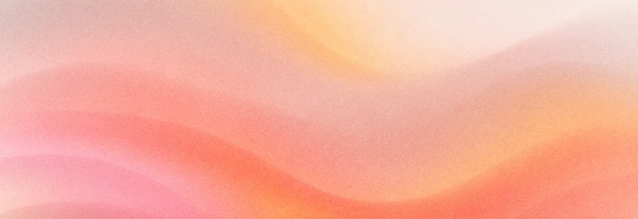 Soft grainy gradient of pink, coral, orange and cream waves flowing from left to right